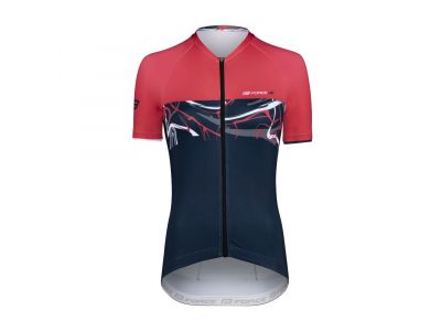Damska koszulka rowerowa FORCE Art Lady ciemnoniebieski/czerwonym