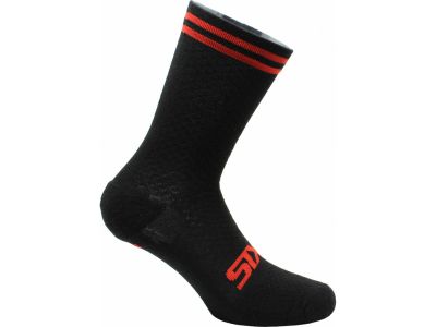 SIX2 Merinos ponožky, černá/červená
