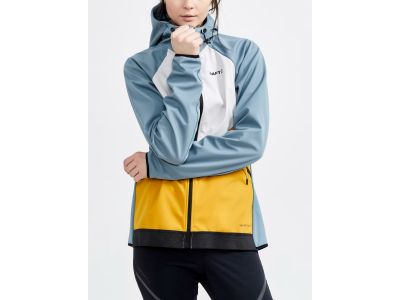 Craft Glide Hood Damenjacke, hellblau/gelb/weiß