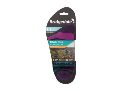 Șosete de damă Bridgedale Trail Run UL T2 MS 3/4 CREW, cărbune/violet