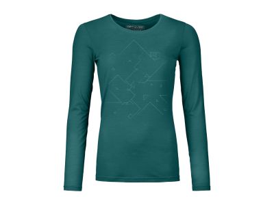 T-shirt damski ORTOVOX Merino Tangram LS, kolor pacyficznej zieleni