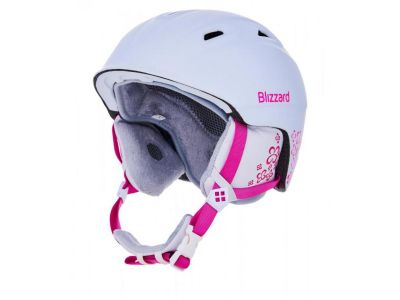 Blizzard Viva Demon Skihelm, weiß matt/magentafarbene Blumen