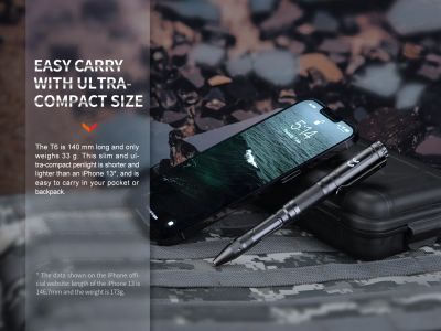 Fenix T6 taktikai toll LED zseblámpával, fekete