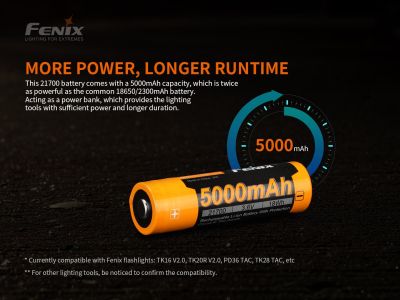 Fenix ​​​​21700 5000 mAh (Li-Ion) wiederaufladbarer Akku