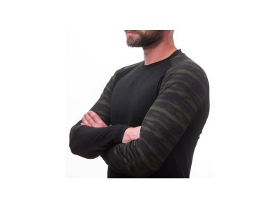 T-shirt Sensor Merino Impress, czarny/batik