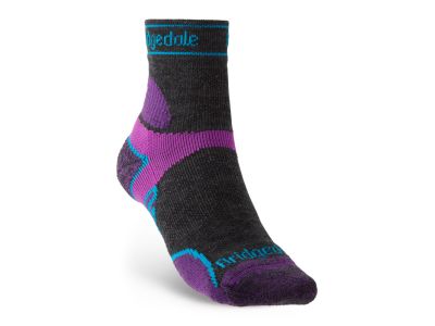 Bridgedale TRAIL RUN LW T2 MS 3/4 CREW dámske ponožky, charcoal/purple