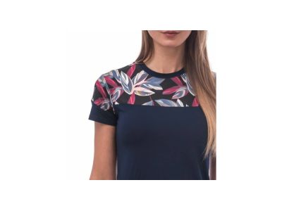 Sensor Coolmax Impress women&#39;s T-shirt, deep blue/leaves