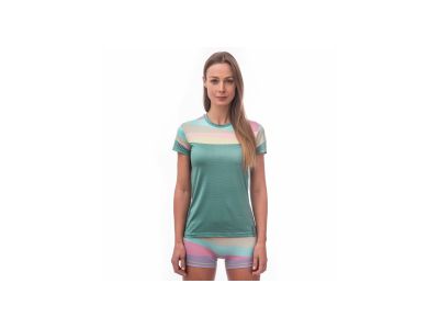 Sensor Coolmax Impress women&#39;s T-shirt, mint/stripes