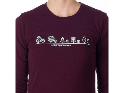T-shirt damski Northfinder ARLENE w kolorze winnego melanżu
