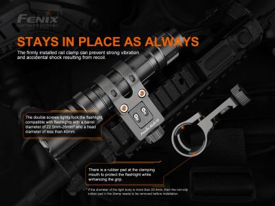 A lámpa Fenix ALG-15 oldalsó rögzítése a fegyverrúdra