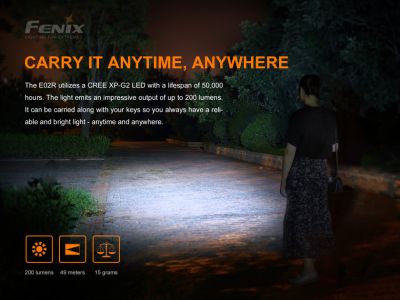 Fenix E02R wiederaufladbare Taschenlampe, braun