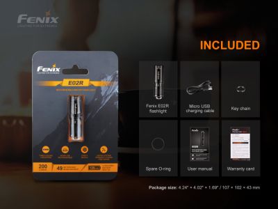 Fenix E02R nabíjateľná baterka, hnedá
