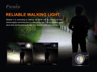 Fenix E02R rechargeable flashlight, black