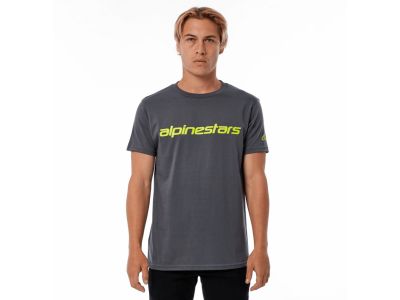 Alpinestars Linear Wordmark T-Shirt, Anthrazit/Neongelb