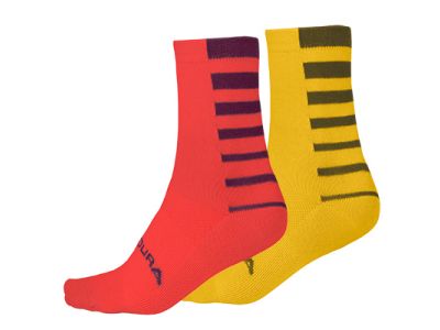 Endura Coolmax Stripe Socken, 2er-Pack, Granatapfel