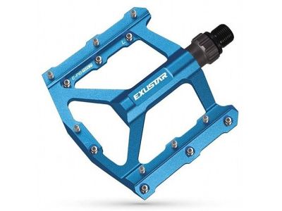 Exustar PB557 platform pedals, blue