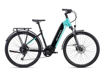 Bicicleta electrica dama CTM METRIC 2.0 28, negru/turcoaz perlat