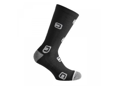 Dotout négyszögtengelyes alakú zokni, fekete/fehér