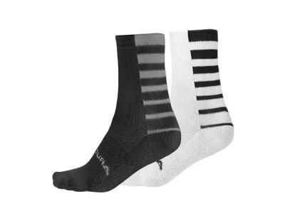 Endura Coolmax Stripe ponožky, 2 páry, čierna/biela