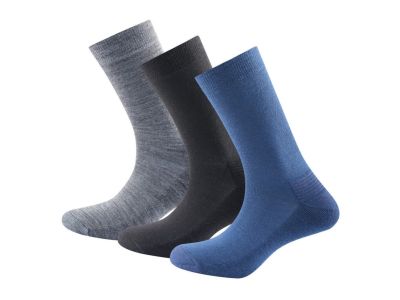 Devold Daily Merino Medium Socks, (3 Pack), Indigo Mix