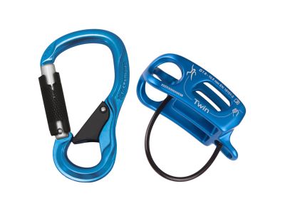 Rock Empire Twin belay and rope set, blue