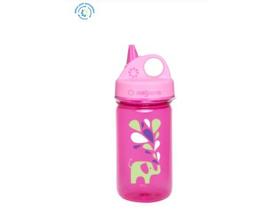 Nalgene Grip-N-Gulp dětská láhev, 0.375 l, pink w/elephant