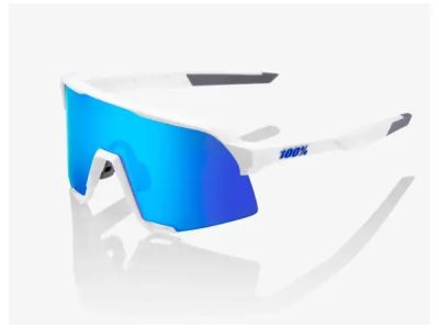 Okulary 100% S3, wielowarstwowe lustro w kolorze białym matowym/niebieskim HiPER
