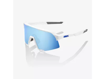 Okulary 100% S3, wielowarstwowe lustro w kolorze matowej bieli/niebieskiego HiPER