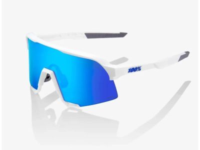Okulary 100% S3, wielowarstwowe lustro w kolorze matowej bieli/niebieskiego HiPER