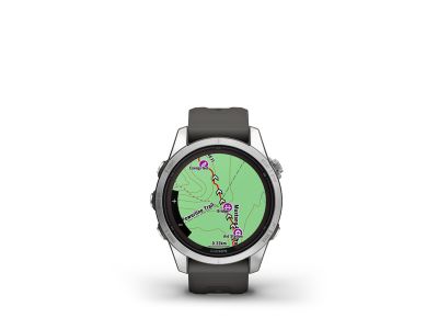 Garmin fenix 7S Pro Solar watch, Silver Stainless Steel, Graphite Band