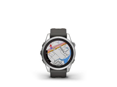 Garmin fenix 7S Pro Solar watch, Silver Stainless Steel, Graphite Band