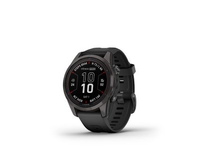 Garmin fenix 7S Pro Sapphire Solar hodinky, Carbon Gray DLC Titanium, Black Band