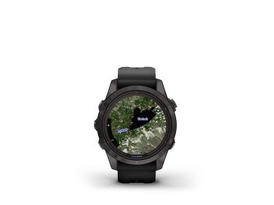 Garmin fenix 7S Pro Sapphire Solar hodinky, Carbon Gray DLC Titanium, Black Band