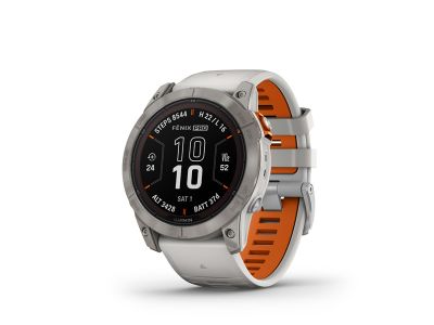 Garmin fenix 7X Pro Sapphire Solar watch, Titanium, Fog Gray/Ember Orange Band