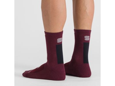 Sportful MERINO WOOL 18 zokni, burgundi/fekete
