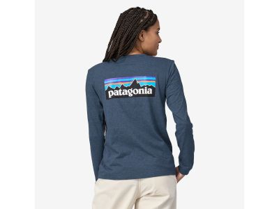 Patagonia Long-Sleeved P-6 Logo Responsibili-Tee women's t-shirt, belay blue