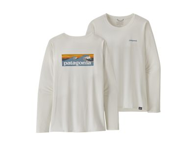 Patagonia L/S Cap Cool Daily Graphic Women&#39;s T-Shirt, Boardshort Logo Light Plume Grey/White
