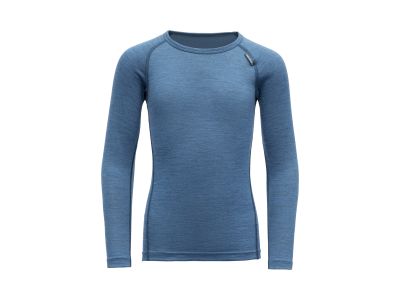 Devold BREEZE MERINO Kinder-T-Shirt, blaue Melange