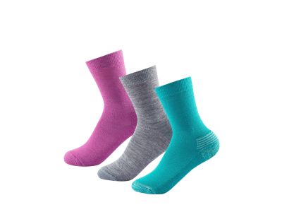 Devold DAILY MERINO MEDIUM detské ponožky, 3 pack, girl mix