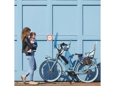 Scaun fata pentru bicicleta Urban Iki cu adaptor, albastru mentol