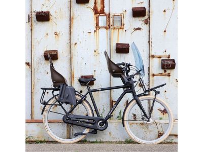 Scaun spate Urban Iki pentru bicicleta cu adaptor pentru transport, maro koge/negru bincho