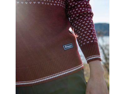 Pulover de damă Bergans of Norway Alvdal Wool Jumper, Roșu Chianti/Alb Vanilie