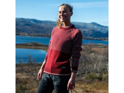 Bergans of Norway Alvdal Wool Jumper women&#39;s sweater, Chianti Red/Vanilla White