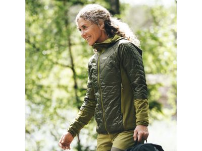 Bergans of Norway Cecilie világos szigetelt hibrid női kabát, sötét olíva zöld/trail zöld