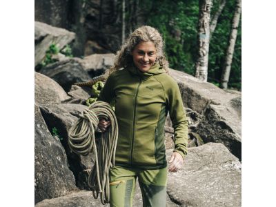 Damska bluza Bergans of Norwegia Cecilie Wool Hood, Trail Green/Dark Olive Green