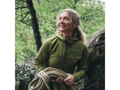 Bergans of Norway Cecilie Wool Hood női pulóver, Trail Green/Dark Olive Green