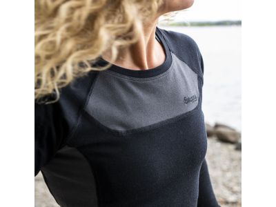 Tricou de damă Bergans of Norway Cecilie Wool, negru/carbune solid