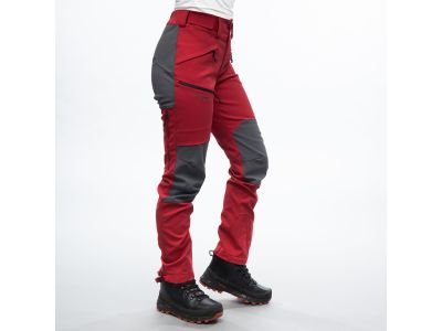 Bergans Fjorda Trekking Hybrid dámske nohavice, Red/Solid Dark Grey