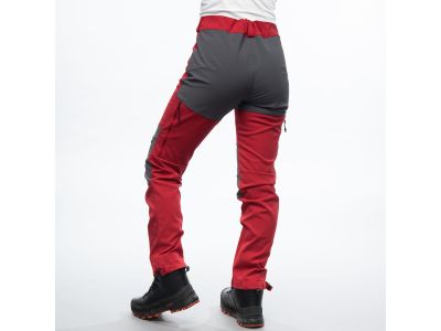 Damskie spodnie Bergans Fjorda Trekking Hybrid, czerwony/jednolity ciemnoszary
