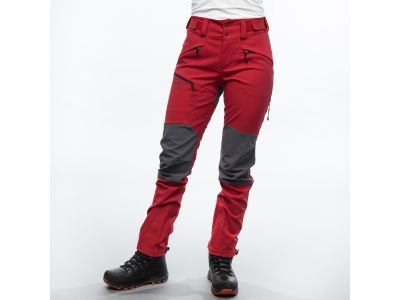 Damskie spodnie Bergans Fjorda Trekking Hybrid, czerwony/jednolity ciemnoszary